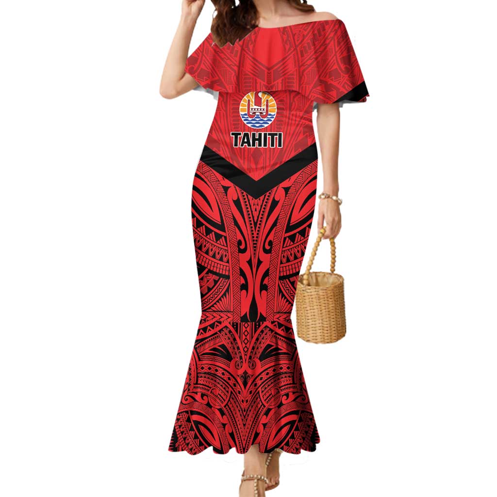 Tahiti Football Custom Mermaid Dress Toa Aito Go Champions LT9 Women Red - Polynesian Pride
