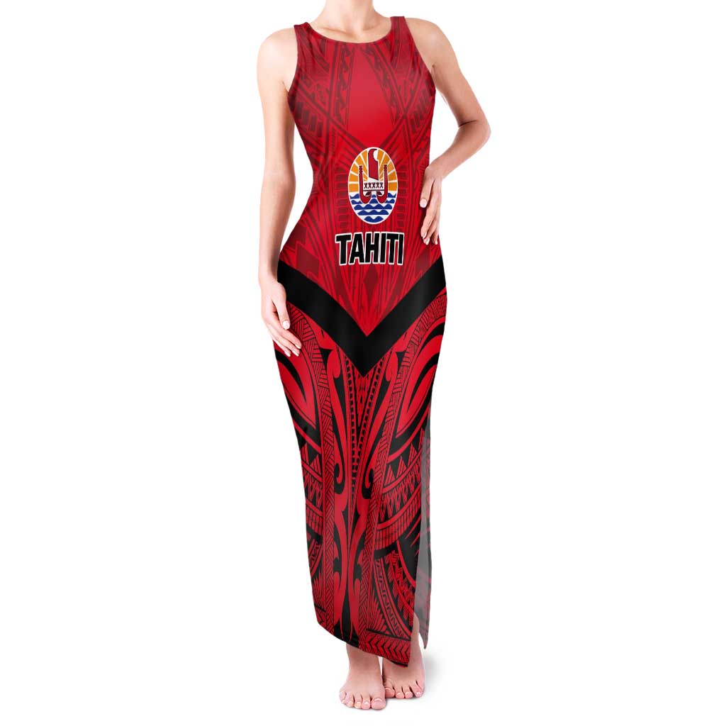 Tahiti Football Custom Tank Maxi Dress Toa Aito Go Champions LT9 Women Red - Polynesian Pride