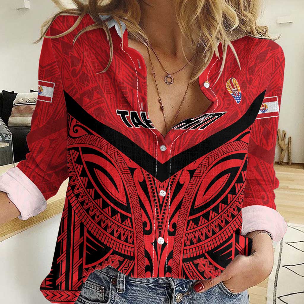 Tahiti Football Custom Women Casual Shirt Toa Aito Go Champions LT9 Female Red - Polynesian Pride