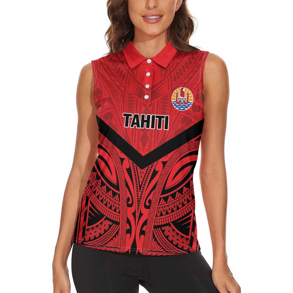 Tahiti Football Custom Women Sleeveless Polo Shirt Toa Aito Go Champions LT9 - Polynesian Pride