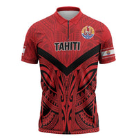 Tahiti Football Custom Zipper Polo Shirt Toa Aito Go Champions LT9 Red - Polynesian Pride