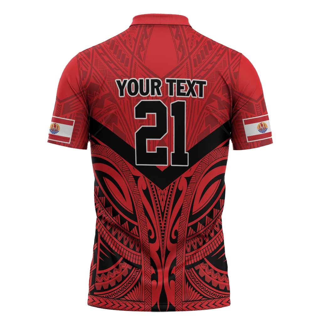 Tahiti Football Custom Zipper Polo Shirt Toa Aito Go Champions LT9 - Polynesian Pride