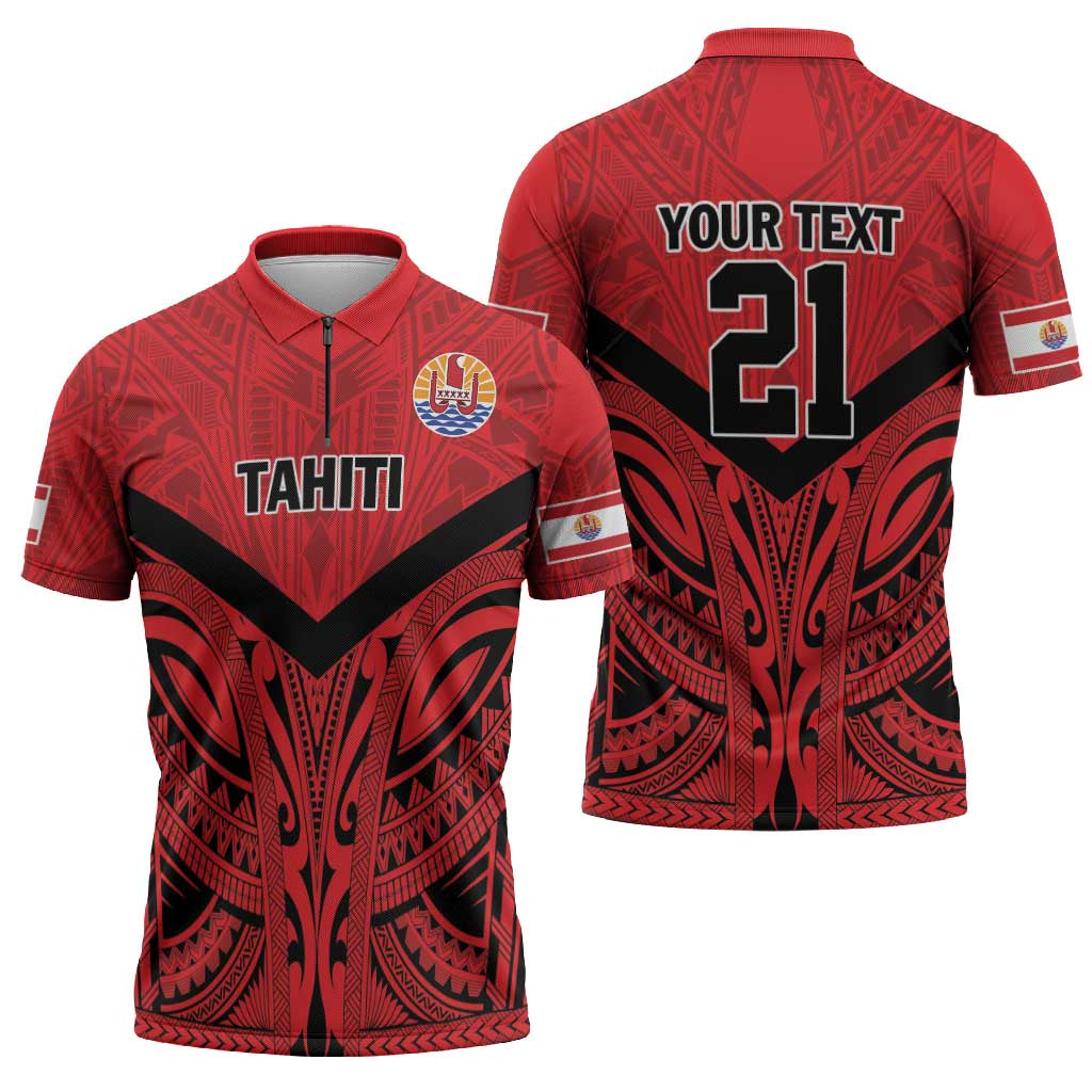 Tahiti Football Custom Zipper Polo Shirt Toa Aito Go Champions LT9 - Polynesian Pride