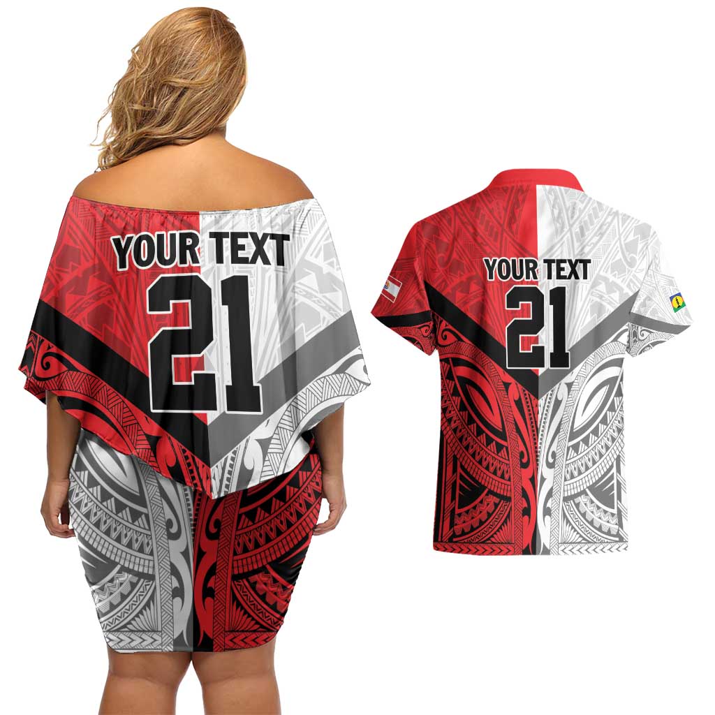 New Caledonia-Tahiti Football Custom Couples Matching Off Shoulder Short Dress and Hawaiian Shirt Together Go Champions LT9 - Polynesian Pride