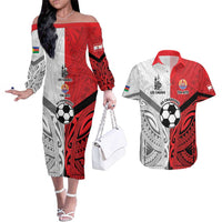 New Caledonia-Tahiti Football Custom Couples Matching Off The Shoulder Long Sleeve Dress and Hawaiian Shirt Together Go Champions LT9 Art - Polynesian Pride