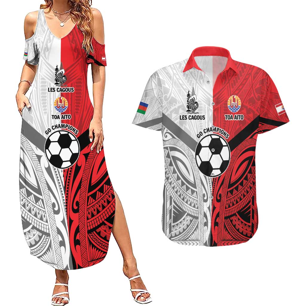 New Caledonia-Tahiti Football Custom Couples Matching Summer Maxi Dress and Hawaiian Shirt Together Go Champions LT9 Art - Polynesian Pride