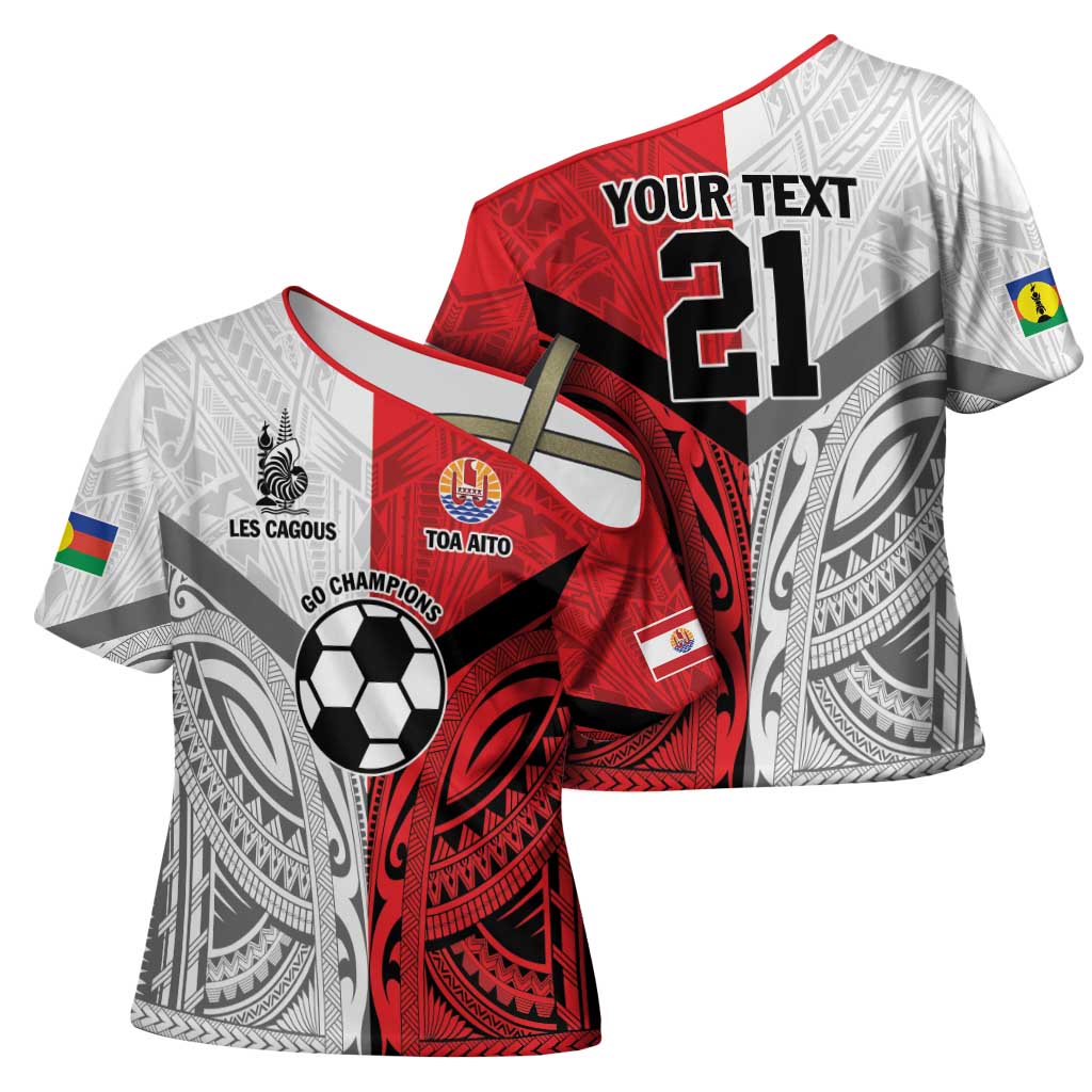 New Caledonia-Tahiti Football Custom Cross Shoulder Shirt Together Go Champions LT9 - Polynesian Pride