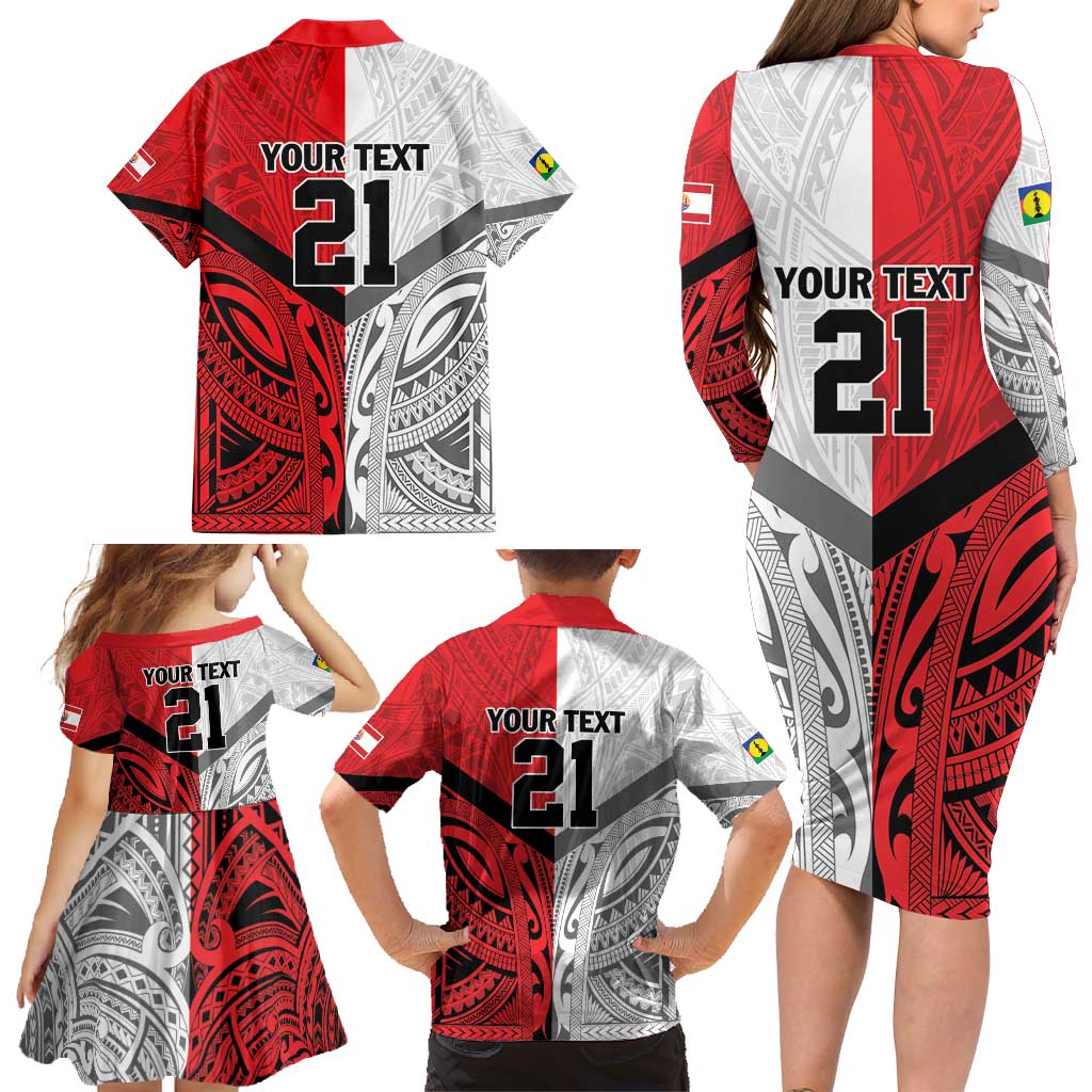New Caledonia-Tahiti Football Custom Family Matching Long Sleeve Bodycon Dress and Hawaiian Shirt Together Go Champions LT9 - Polynesian Pride