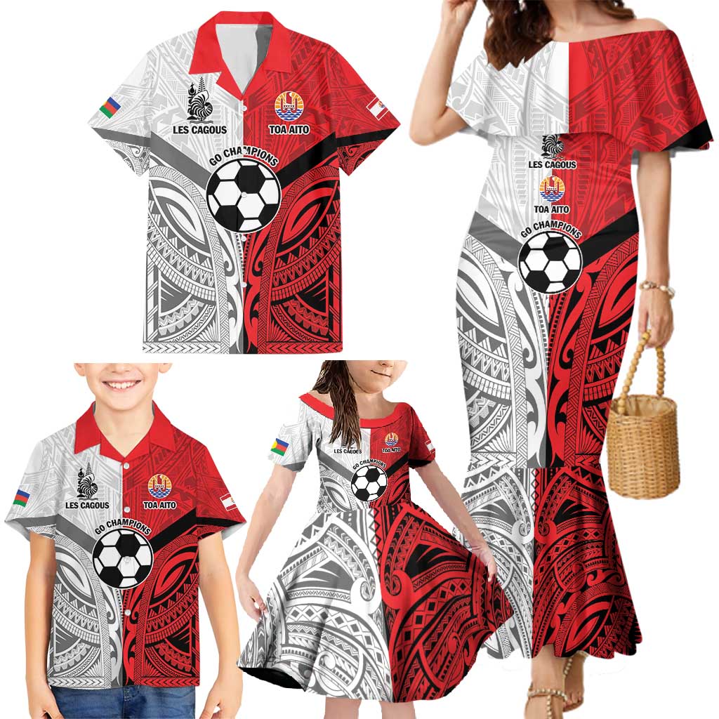 New Caledonia-Tahiti Football Custom Family Matching Mermaid Dress and Hawaiian Shirt Together Go Champions LT9 - Polynesian Pride