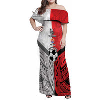 New Caledonia-Tahiti Football Custom Family Matching Off Shoulder Maxi Dress and Hawaiian Shirt Together Go Champions LT9 Mom's Dress Art - Polynesian Pride