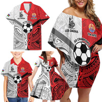 New Caledonia-Tahiti Football Custom Family Matching Off Shoulder Short Dress and Hawaiian Shirt Together Go Champions LT9 - Polynesian Pride