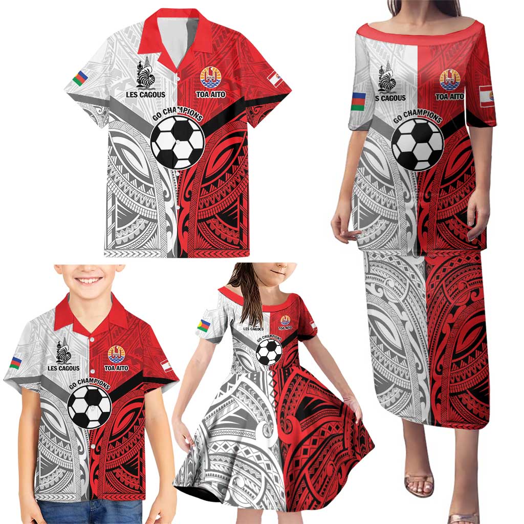 New Caledonia-Tahiti Football Custom Family Matching Puletasi and Hawaiian Shirt Together Go Champions LT9 - Polynesian Pride