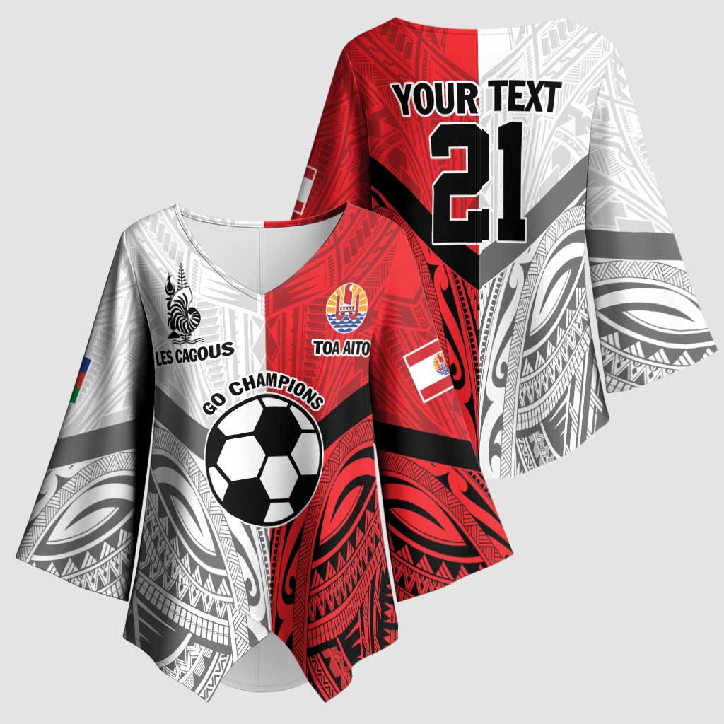 New Caledonia-Tahiti Football Custom Kimono Sleeve Blouse Together Go Champions LT9 - Polynesian Pride