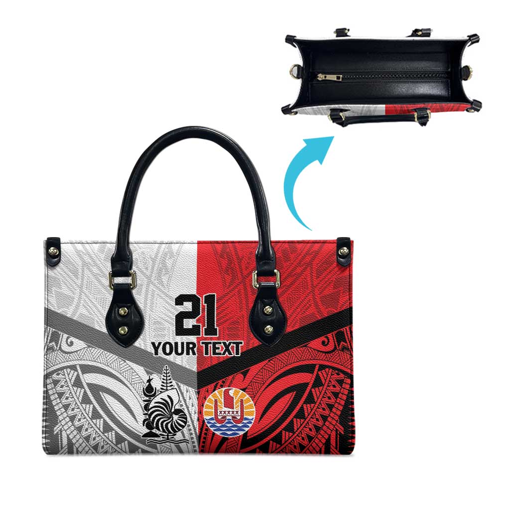 New Caledonia-Tahiti Football Custom Leather Bag Together Go Champions - Polynesian Pride