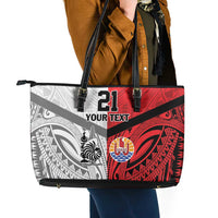 New Caledonia-Tahiti Football Custom Leather Tote Bag Together Go Champions LT9 - Polynesian Pride
