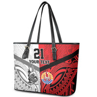 New Caledonia-Tahiti Football Custom Leather Tote Bag Together Go Champions LT9 - Polynesian Pride