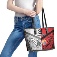 New Caledonia-Tahiti Football Custom Leather Tote Bag Together Go Champions LT9 - Polynesian Pride