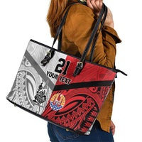 New Caledonia-Tahiti Football Custom Leather Tote Bag Together Go Champions LT9 - Polynesian Pride