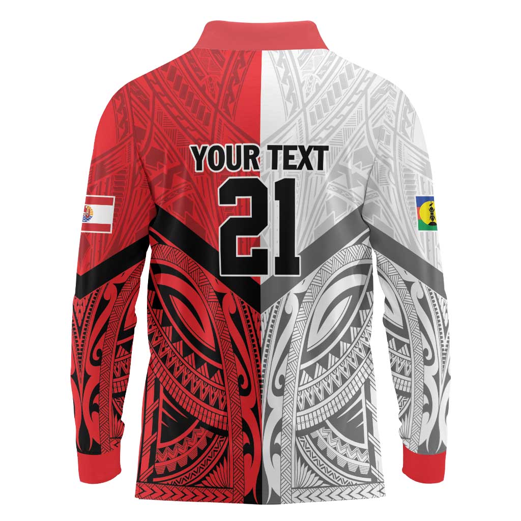 New Caledonia-Tahiti Football Custom Long Sleeve Polo Shirt Together Go Champions LT9 - Polynesian Pride