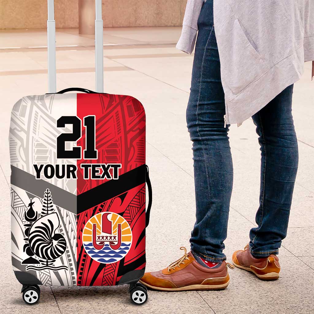 New Caledonia-Tahiti Football Custom Luggage Cover Together Go Champions LT9 Art - Polynesian Pride