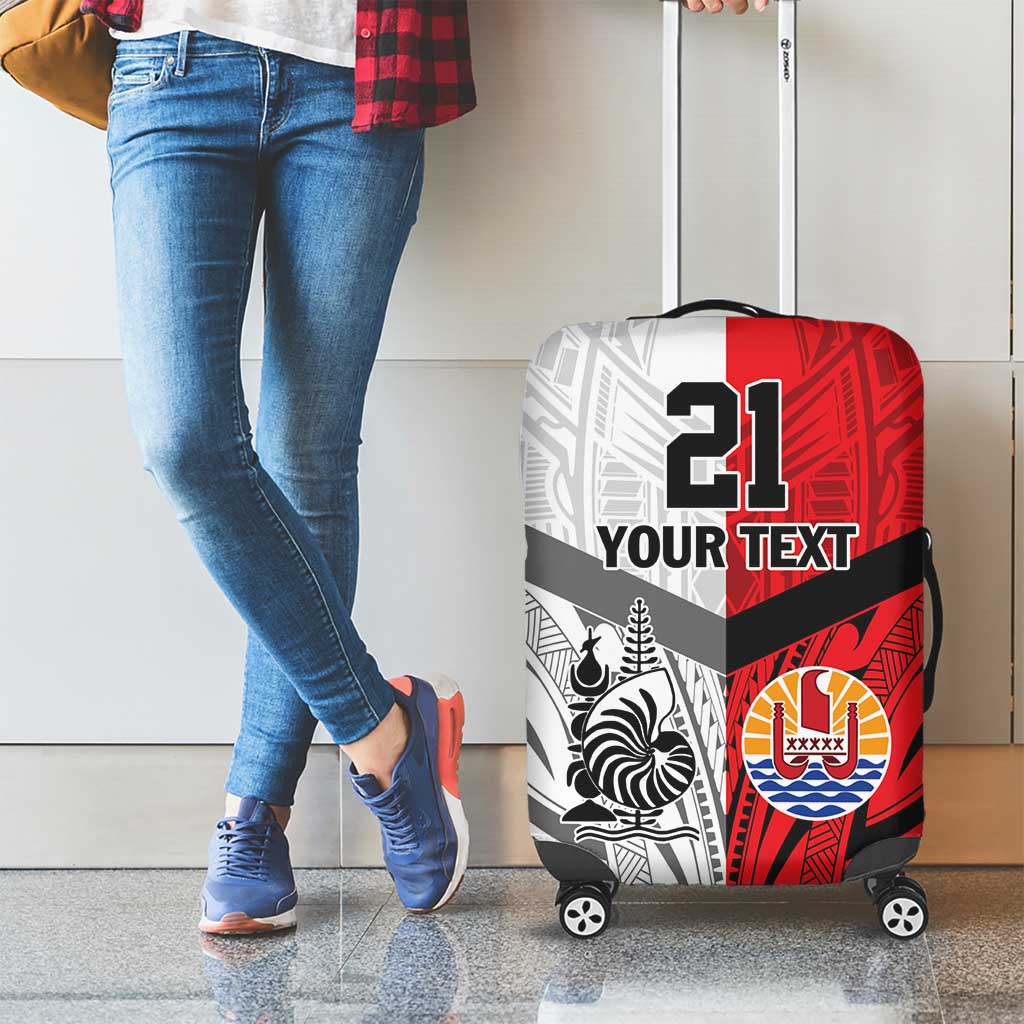 New Caledonia-Tahiti Football Custom Luggage Cover Together Go Champions LT9 - Polynesian Pride