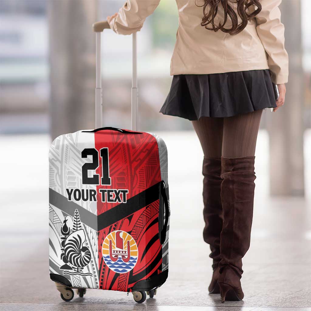 New Caledonia-Tahiti Football Custom Luggage Cover Together Go Champions LT9 - Polynesian Pride