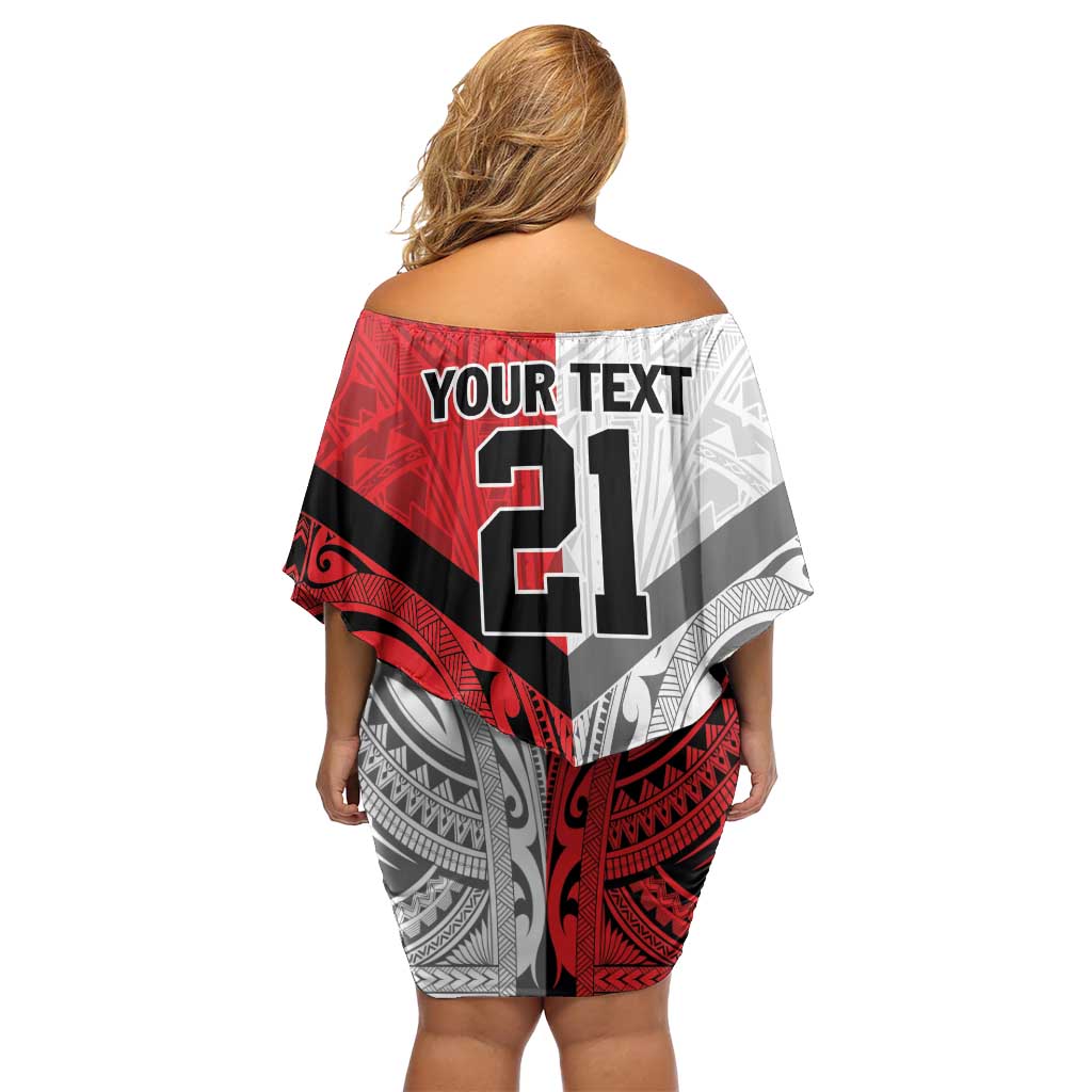 New Caledonia-Tahiti Football Custom Off Shoulder Short Dress Together Go Champions LT9 - Polynesian Pride
