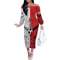 New Caledonia-Tahiti Football Custom Off The Shoulder Long Sleeve Dress Together Go Champions LT9 Women Art - Polynesian Pride