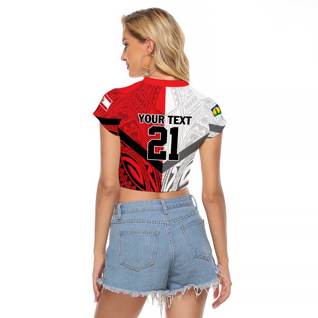 New Caledonia-Tahiti Football Custom Raglan Cropped T Shirt Together Go Champions LT9 - Polynesian Pride