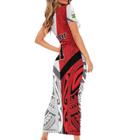 New Caledonia-Tahiti Football Custom Short Sleeve Bodycon Dress Together Go Champions LT9 - Polynesian Pride