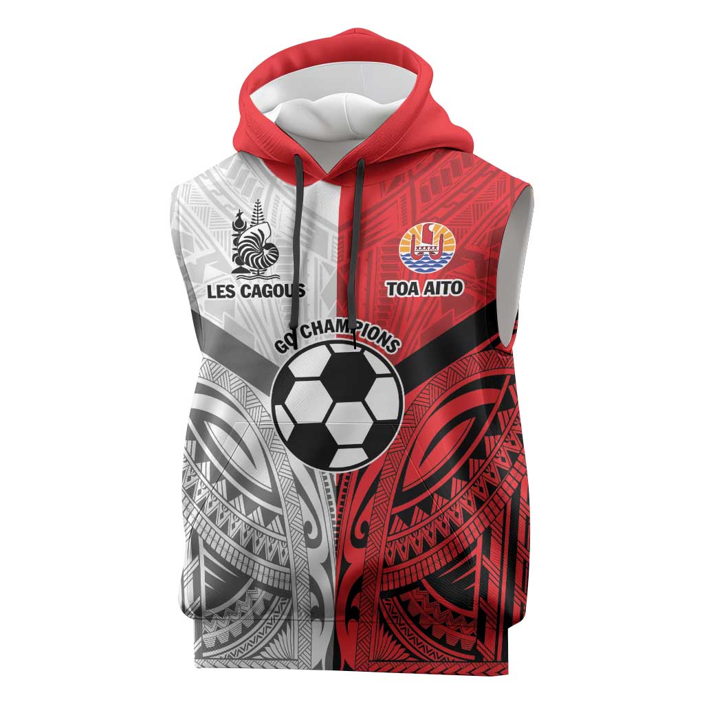 New Caledonia-Tahiti Football Custom Sleeveless Hoodie Together Go Champions LT9 Art - Polynesian Pride