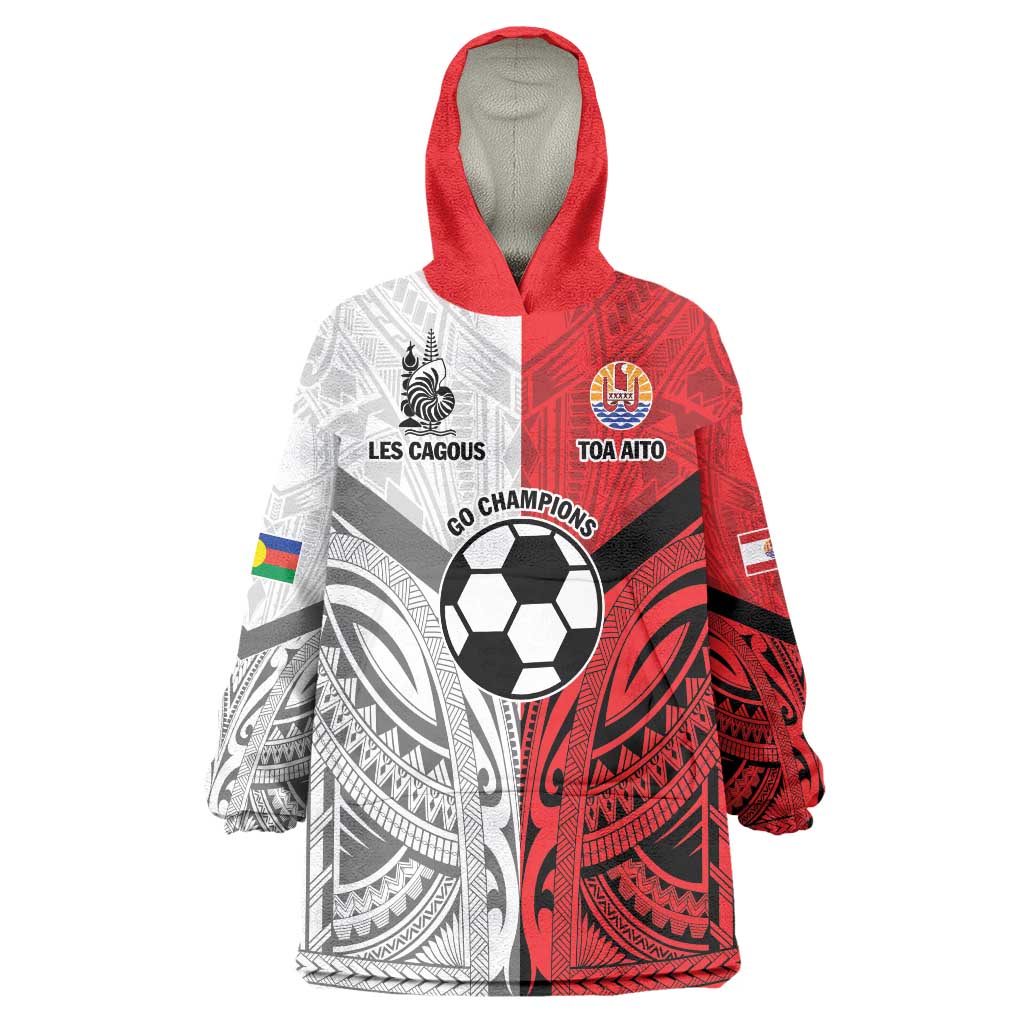 New Caledonia-Tahiti Football Custom Wearable Blanket Hoodie Together Go Champions LT9 One Size Art - Polynesian Pride