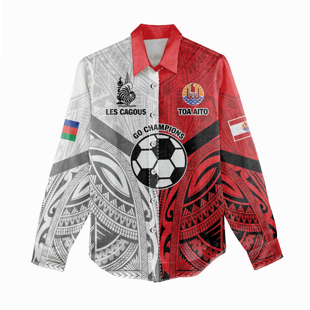 New Caledonia-Tahiti Football Custom Women Casual Shirt Together Go Champions LT9 - Polynesian Pride