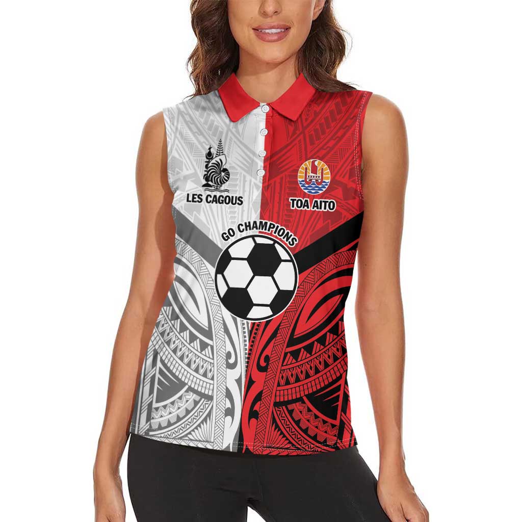 New Caledonia-Tahiti Football Custom Women Sleeveless Polo Shirt Together Go Champions LT9 - Polynesian Pride