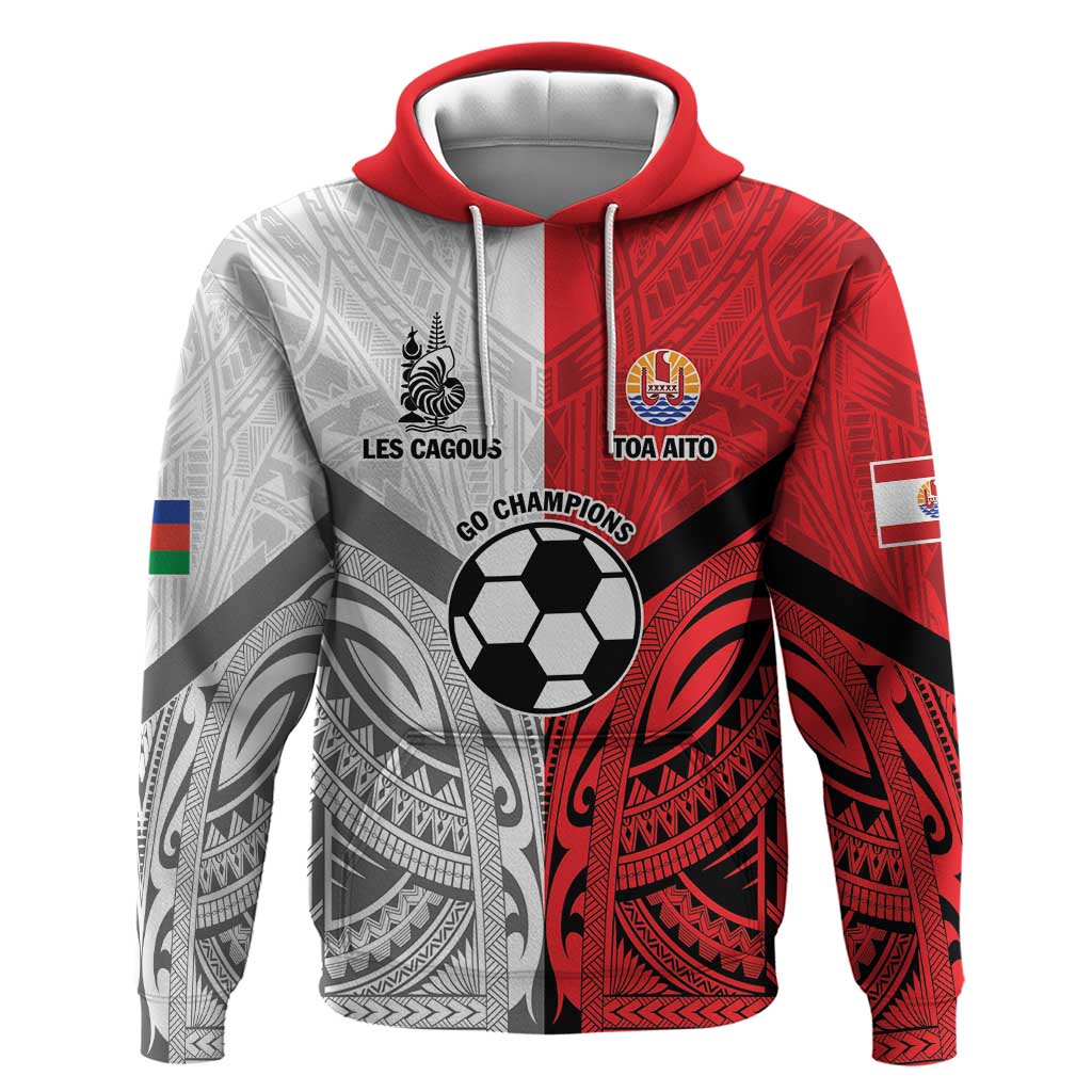 New Caledonia-Tahiti Football Custom Zip Hoodie Together Go Champions LT9 Pullover Hoodie Art - Polynesian Pride