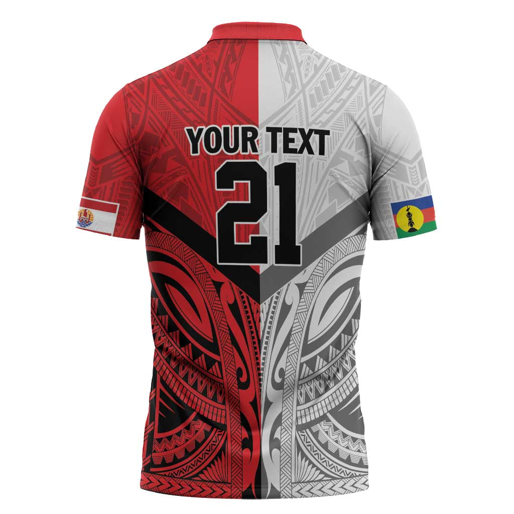 New Caledonia-Tahiti Football Custom Zipper Polo Shirt Together Go Champions LT9 - Polynesian Pride
