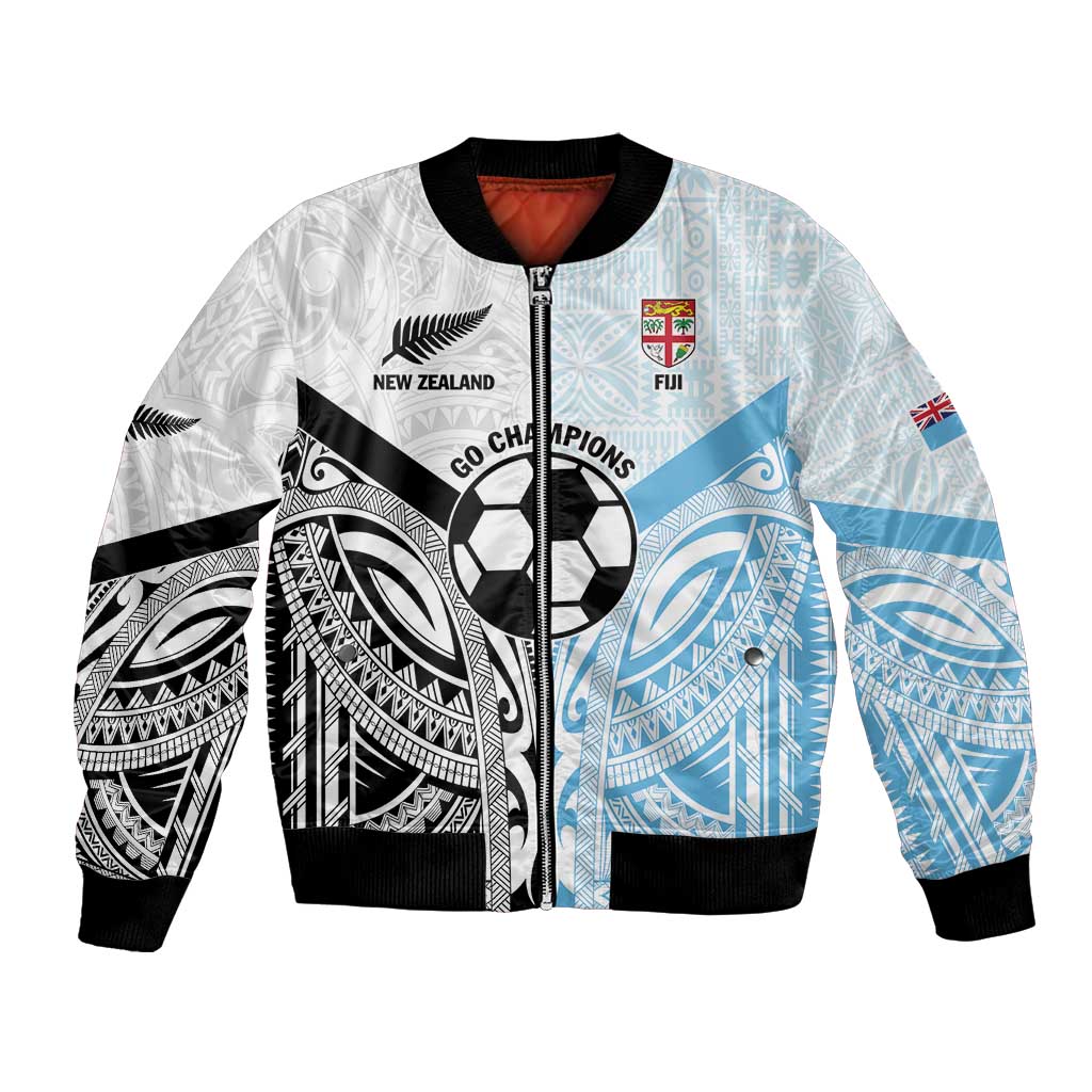 New Zealand-Fiji Football Custom Bomber Jacket Together Go Champions LT9 Unisex Art - Polynesian Pride