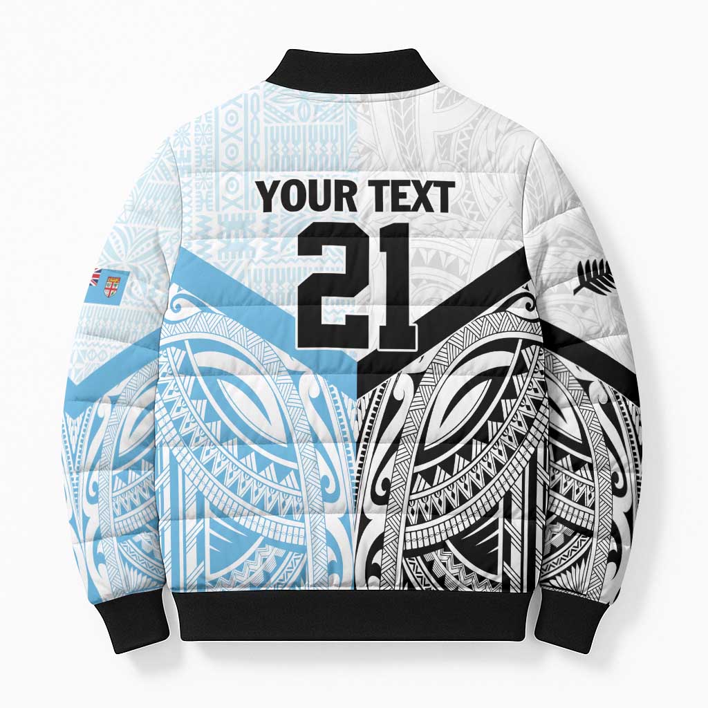 New Zealand-Fiji Football Custom Bomber Puffer Jacket Together Go Champions - Polynesian Pride