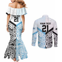 New Zealand-Fiji Football Custom Couples Matching Mermaid Dress and Long Sleeve Button Shirt Together Go Champions LT9 - Polynesian Pride