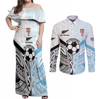 New Zealand-Fiji Football Custom Couples Matching Off Shoulder Maxi Dress and Long Sleeve Button Shirt Together Go Champions LT9 Art - Polynesian Pride