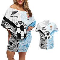 New Zealand-Fiji Football Custom Couples Matching Off Shoulder Short Dress and Hawaiian Shirt Together Go Champions LT9 Art - Polynesian Pride