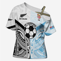 New Zealand-Fiji Football Custom Cross Shoulder Shirt Together Go Champions - Polynesian Pride