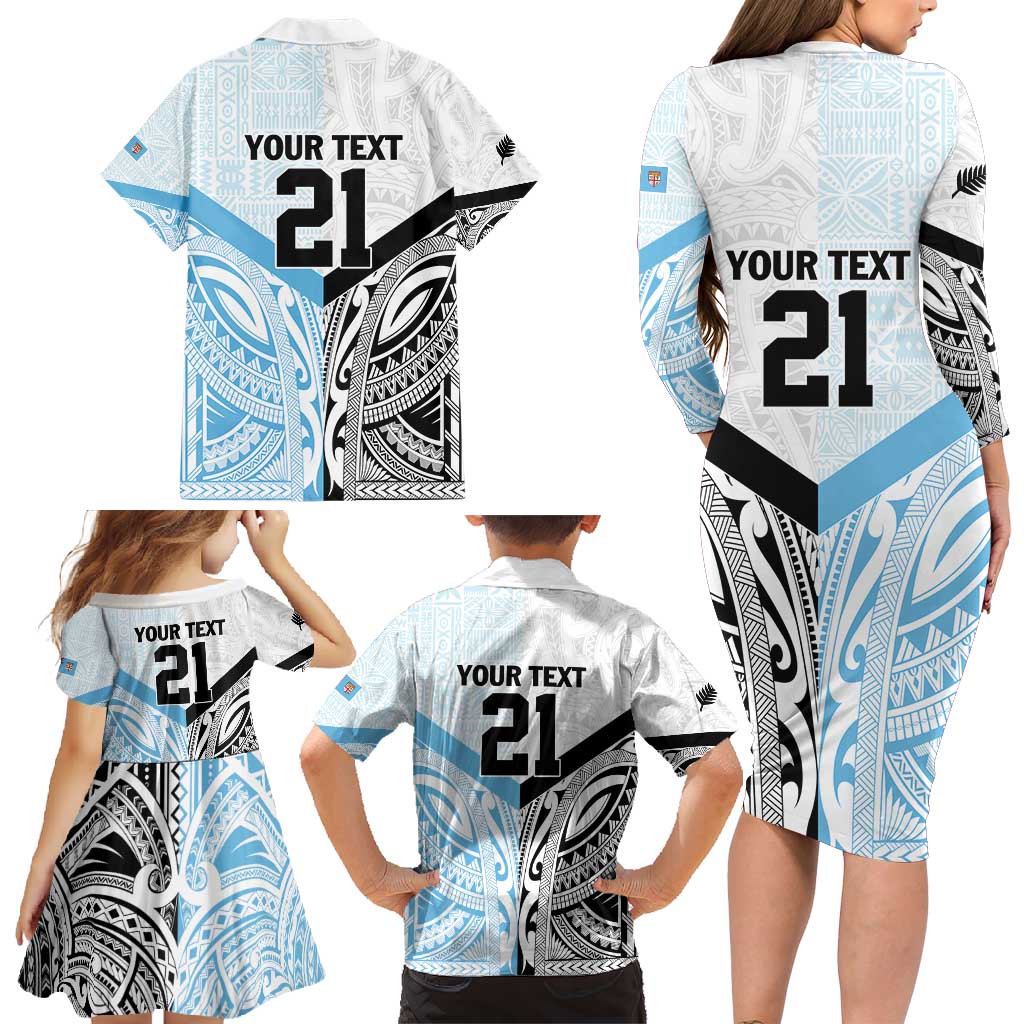 New Zealand-Fiji Football Custom Family Matching Long Sleeve Bodycon Dress and Hawaiian Shirt Together Go Champions LT9 - Polynesian Pride