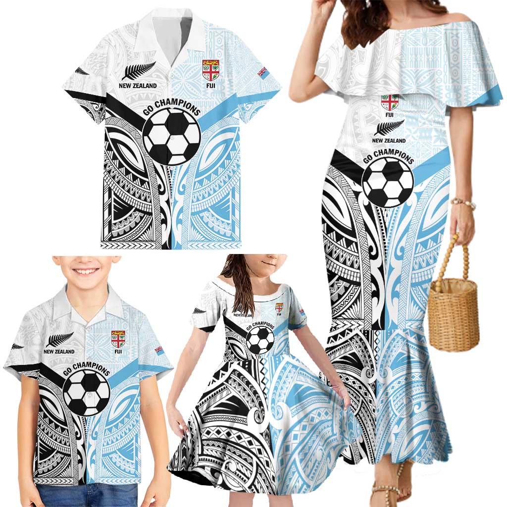 New Zealand-Fiji Football Custom Family Matching Mermaid Dress and Hawaiian Shirt Together Go Champions LT9 - Polynesian Pride