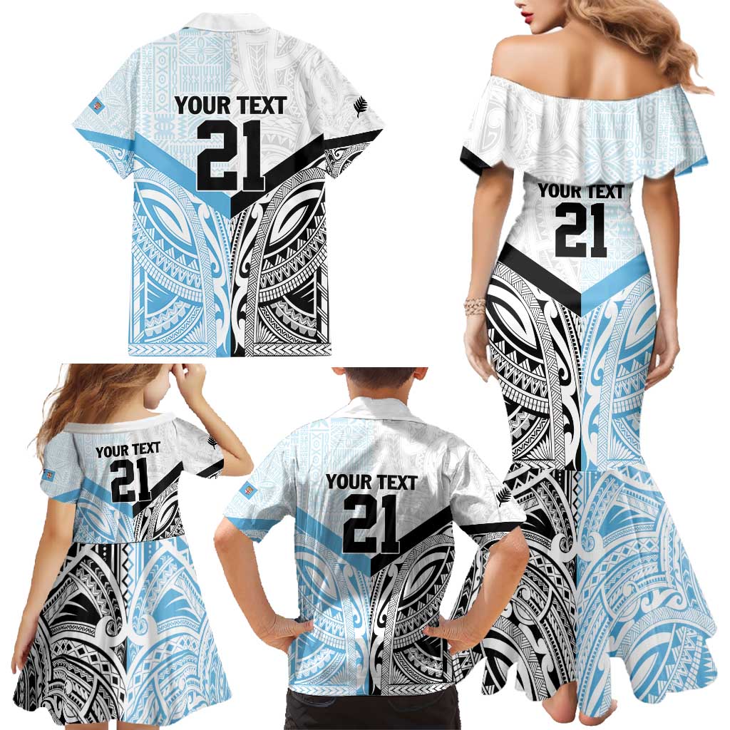 New Zealand-Fiji Football Custom Family Matching Mermaid Dress and Hawaiian Shirt Together Go Champions LT9 - Polynesian Pride