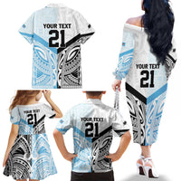 New Zealand-Fiji Football Custom Family Matching Off The Shoulder Long Sleeve Dress and Hawaiian Shirt Together Go Champions LT9 - Polynesian Pride