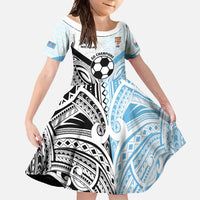 New Zealand-Fiji Football Custom Family Matching Off Shoulder Maxi Dress and Hawaiian Shirt Together Go Champions LT9 Daughter's Dress Art - Polynesian Pride