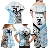 New Zealand-Fiji Football Custom Family Matching Off Shoulder Maxi Dress and Hawaiian Shirt Together Go Champions LT9 - Polynesian Pride