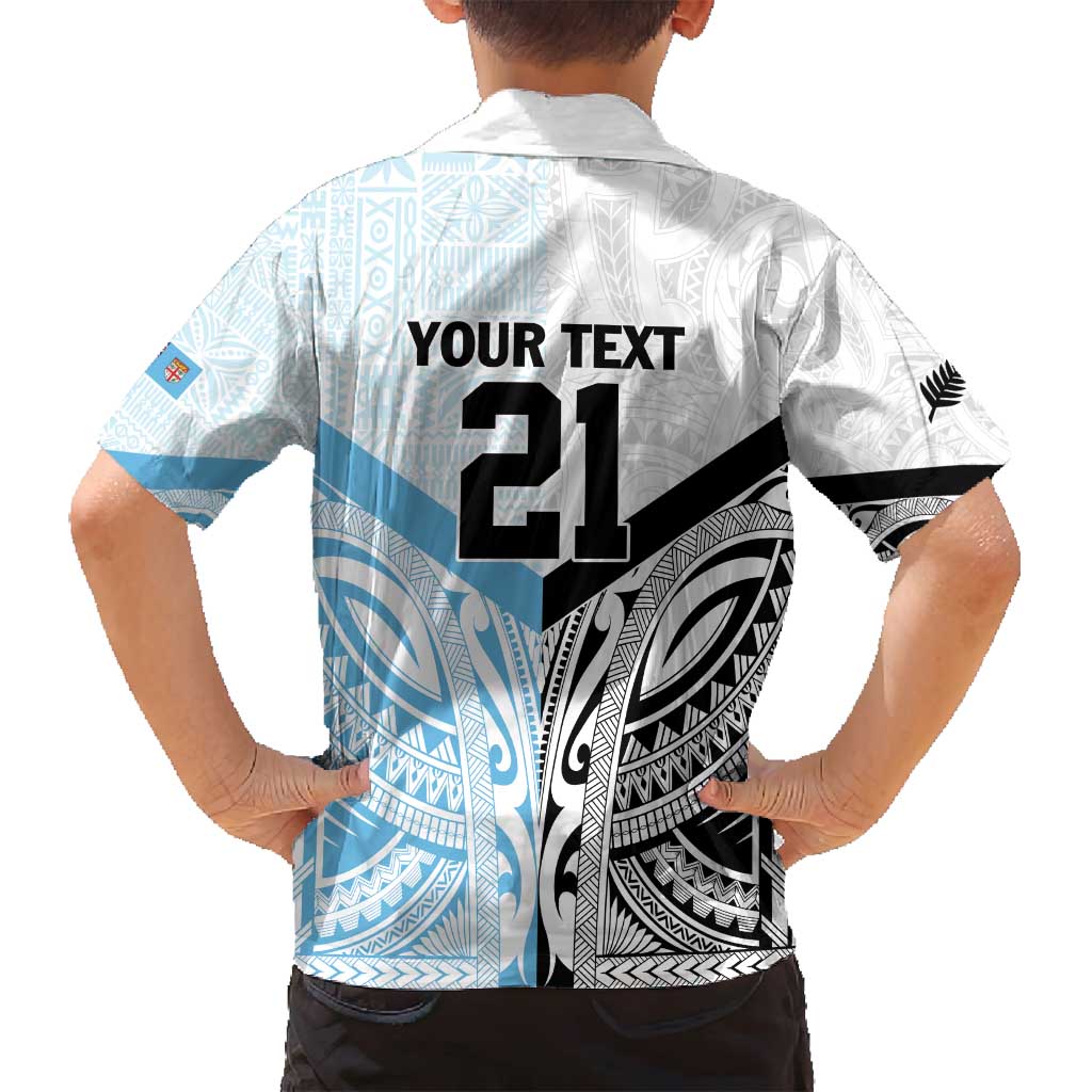New Zealand-Fiji Football Custom Family Matching Off Shoulder Short Dress and Hawaiian Shirt Together Go Champions LT9 - Polynesian Pride