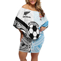 New Zealand-Fiji Football Custom Family Matching Off Shoulder Short Dress and Hawaiian Shirt Together Go Champions LT9 Mom's Dress Art - Polynesian Pride